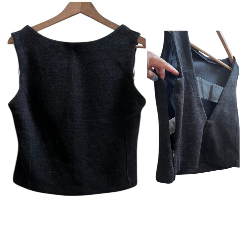 Banana Republic New Black Knit Back Cutout Sleeveless Crop Tank Top Size 10